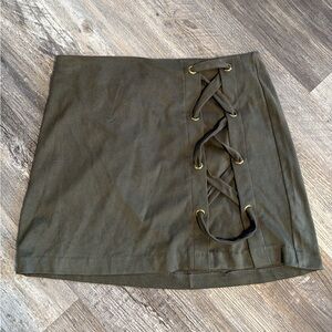 Kenzie Dark Green Lace-Up Mini Skirt